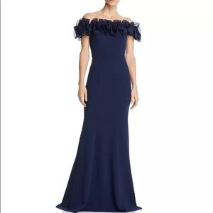NWT Aidan Mattox Off-The-Shoulder Ruffled Gown SZ6